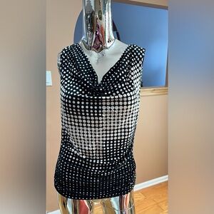 Adrianna Papell Black and Cream Polka Dot Dress